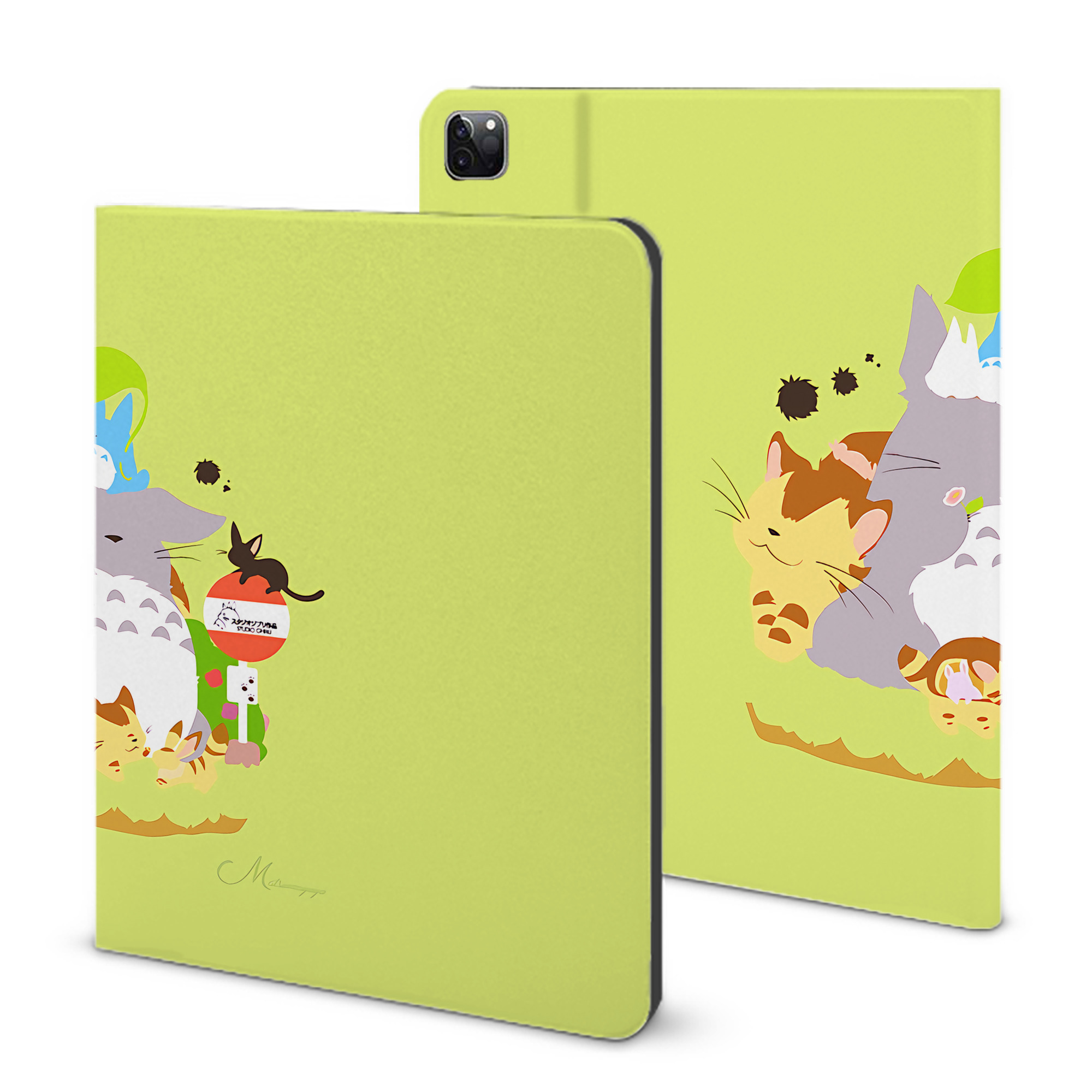 （画像用） となりのトトロ 草壁メイ 草壁サツキ My Neighbor Totoro Satsuki Kusakabe Mei Kusakabe IPad ケース ブック型 PUレザー TPU 耐衝撃 軽量 薄型 ペン収納なし 全面保護 IPad 各モデル対応